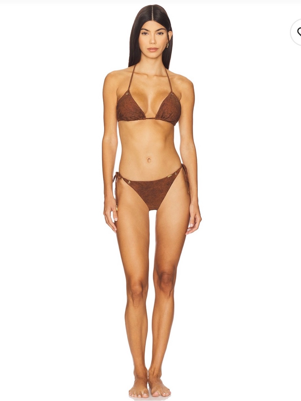 Luli Fama Brown Tie-Side Triangle Bikini